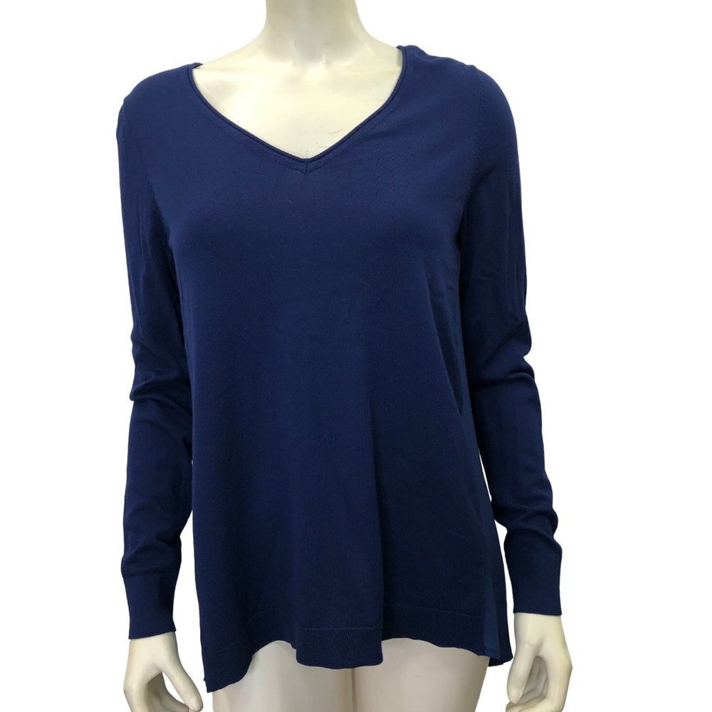 $88 WHITE HOUSE BLACK MARKET WOVEN BACK LONG SLEEVE‎ TUNIC TOP SM NWT